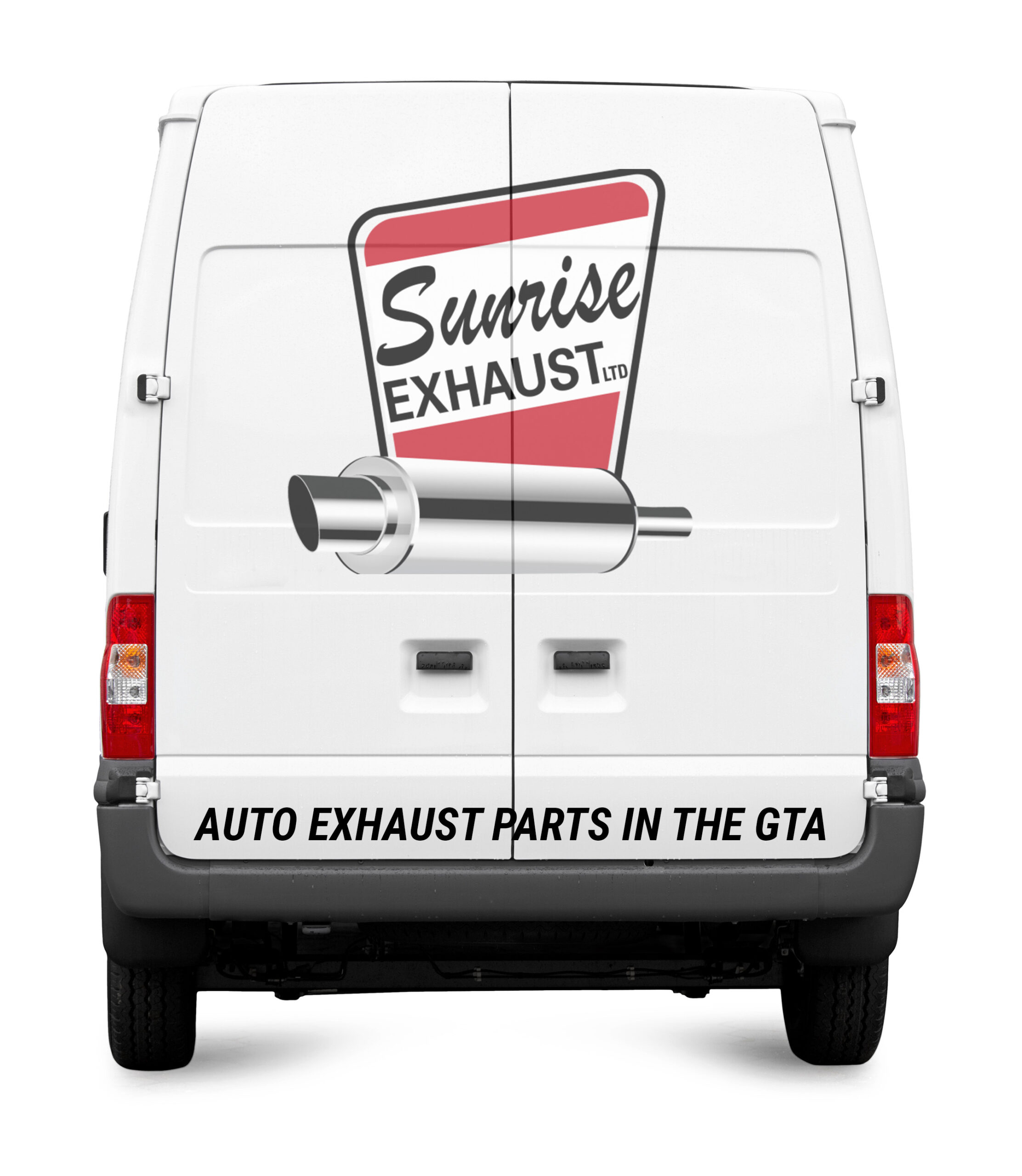 White Van from behind isolated White transporter rear side isolated on white